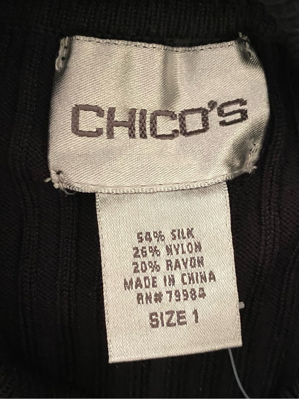 Chico's Women's Size 1 Black Silk Blend Turtleneck Long Sleeve Top NWT - Picture 2 of 14